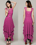 Luxurious Lace Ruched Irregular Long Prom Party Dress - OhYoursFashion - 5