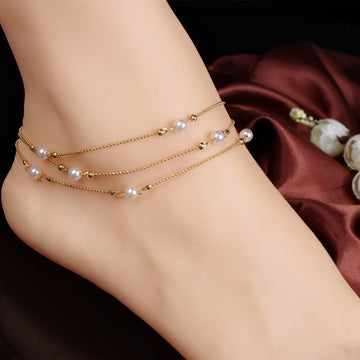 Pearl Copper Beads Single Anklet - Oh Yours Fashion - 1