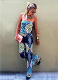 Strapless Flower Print Sleeveless Long Wide Legs Jumpsuit - Oh Yours Fashion - 5