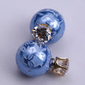 Printing Zircon Double Pearl Earring - Oh Yours Fashion - 3