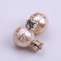 Printing Zircon Double Pearl Earring - Oh Yours Fashion - 10