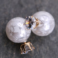 Printing Zircon Double Pearl Earring - Oh Yours Fashion - 4