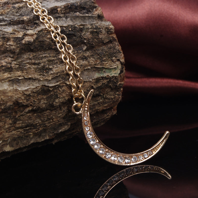 Beautiful Street Style Diamante Moon Necklace - Oh Yours Fashion - 1