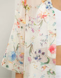 1/2 Sleeves Flower Print Lapel Chiffon  Kimono Blouse - Oh Yours Fashion - 5