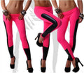 Silk Low Waist Pu Patchwork 9/10 Skinny Sport Yoga Leggings - Oh Yours Fashion - 7