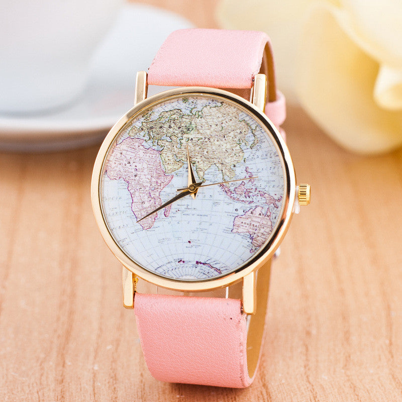 The World Map Faux Leather Strap Watch - Oh Yours Fashion - 4