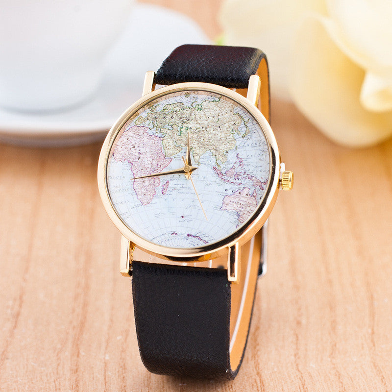The World Map Faux Leather Strap Watch - Oh Yours Fashion - 5