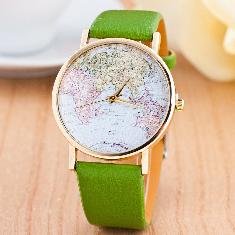 The World Map Faux Leather Strap Watch - Oh Yours Fashion - 2