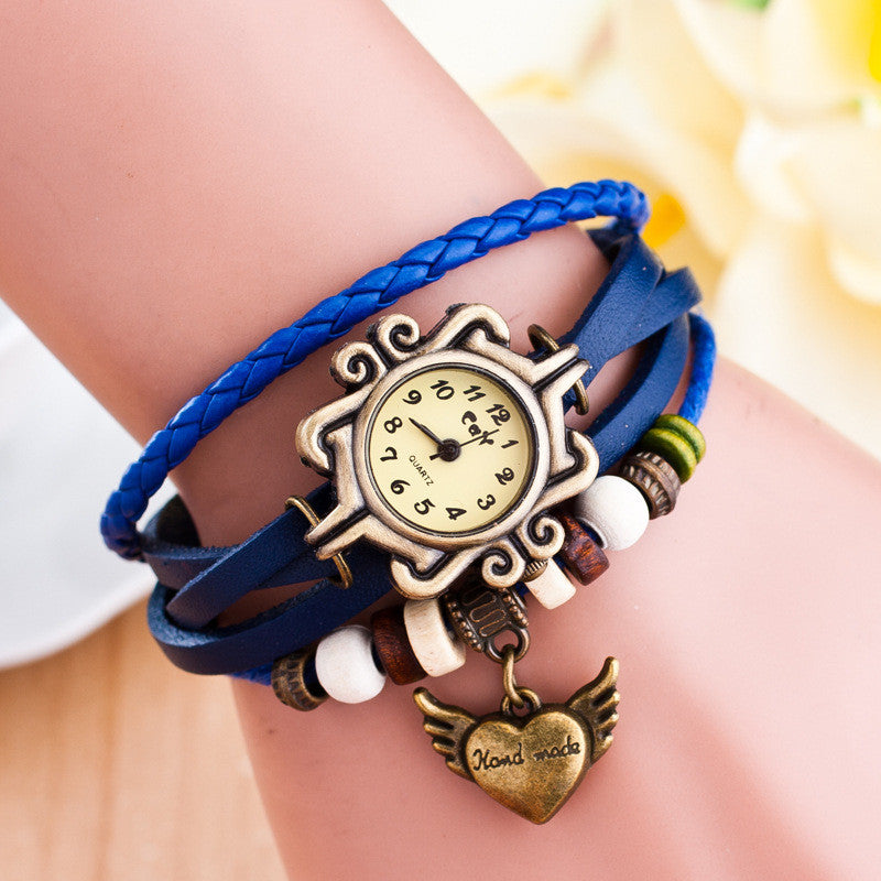Retro Heart Wings Woven Bracelet Watch - Oh Yours Fashion - 1
