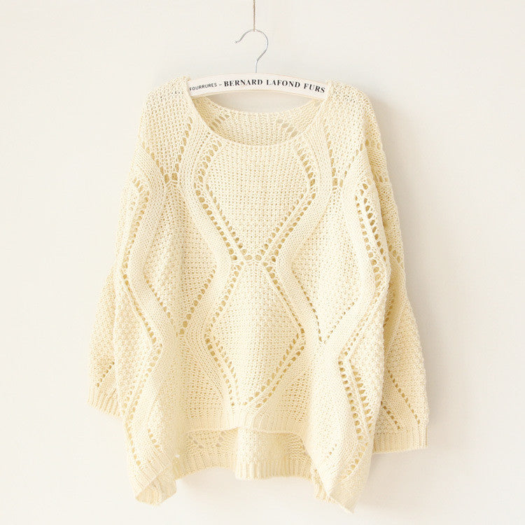 Asymmetric Pullover Crochet Loose Solid Short Sweater - Oh Yours Fashion - 4