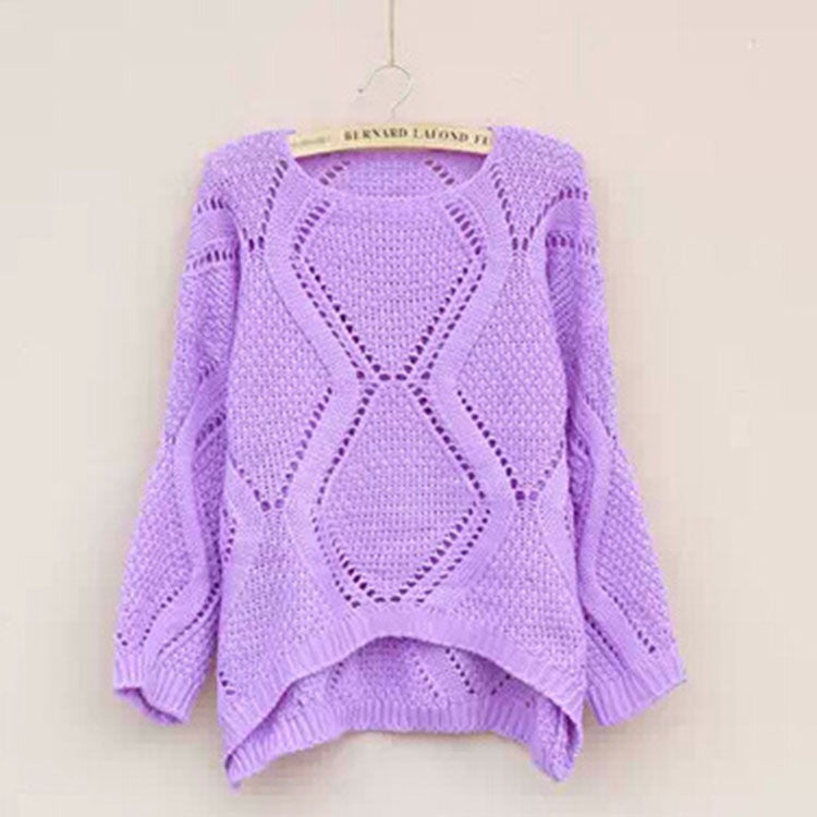 Asymmetric Pullover Crochet Loose Solid Short Sweater - Oh Yours Fashion - 6