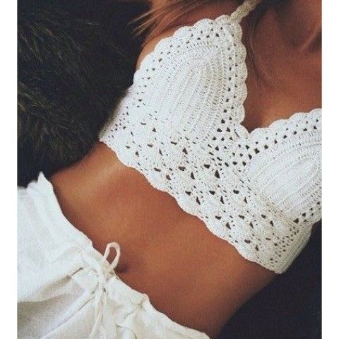 Sexy Hand-woven Crochet Crop Top - Oh Yours Fashion - 4