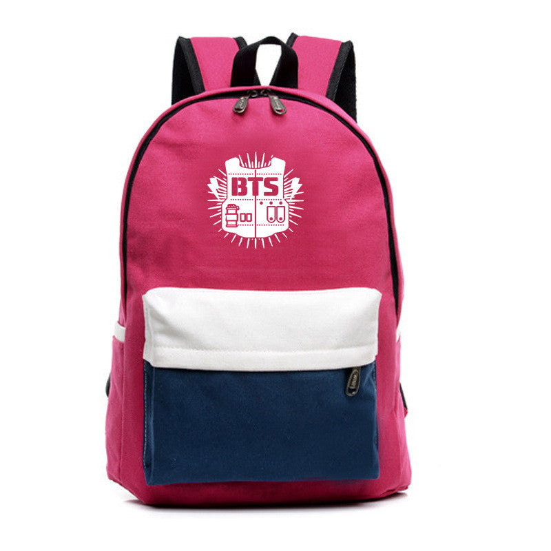 Contrast Color Canvas Letter Print School Backpack - Oh Yours Fashion - 3