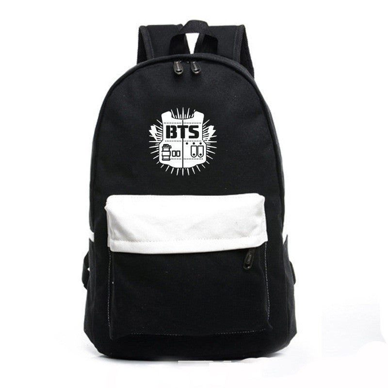 Contrast Color Canvas Letter Print School Backpack - Oh Yours Fashion - 1