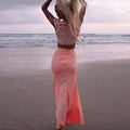 Scoop Lace Crop Top Split Long Skirt Dress Suit - Oh Yours Fashion - 6