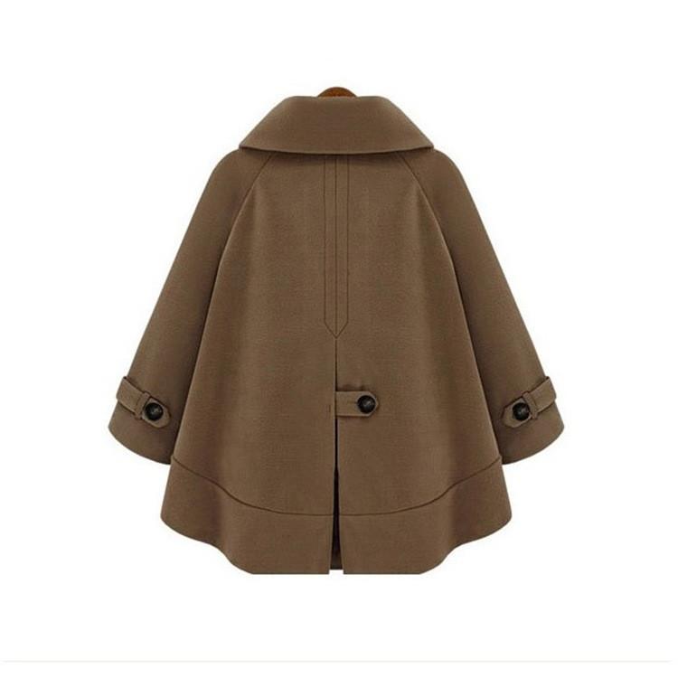 Turn-down Collar Plus Size Woolen Casual Cape Coat - OhYoursFashion - 4