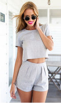 Scoop Short T-shirt Shorts Sexy Casual Two Pieces Set - Oh Yours Fashion - 2
