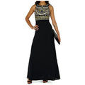 Beautiful Geometry Print Sleeveless Black Chiffon Long Dress - Oh Yours Fashion - 2