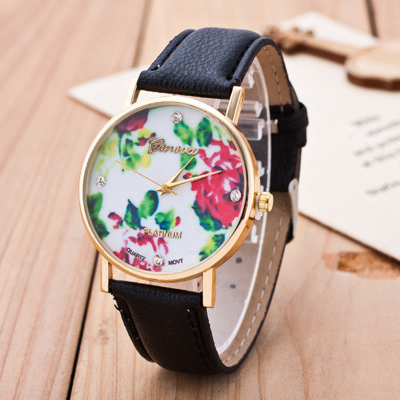 Floral Print Crystal Fashion Watch - Oh Yours Fashion - 5