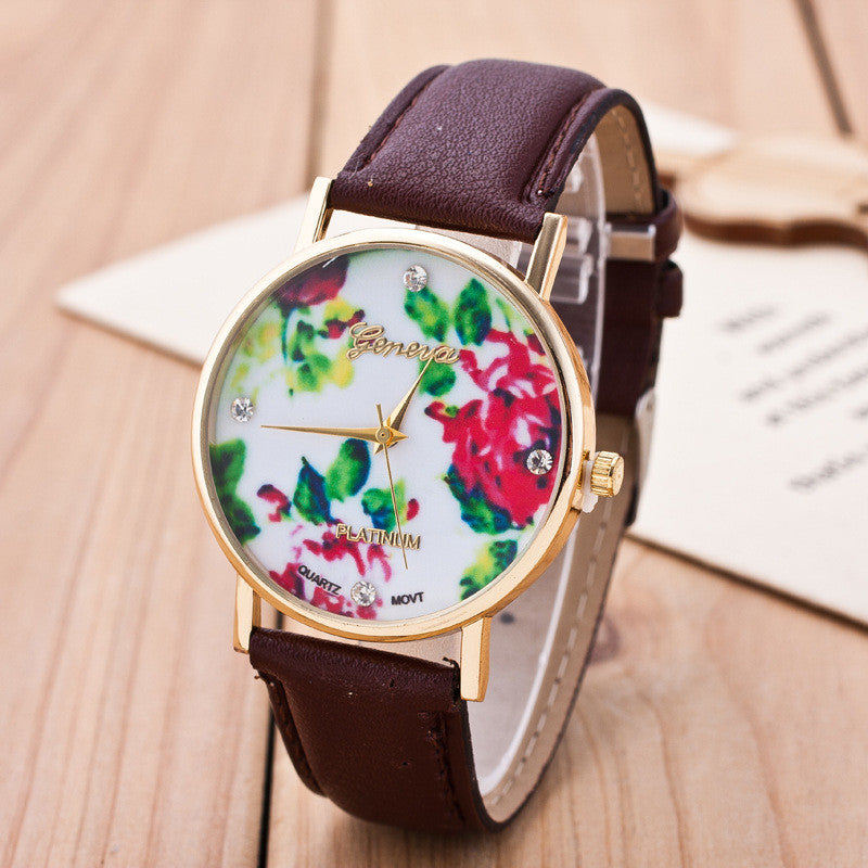 Floral Print Crystal Fashion Watch - Oh Yours Fashion - 12