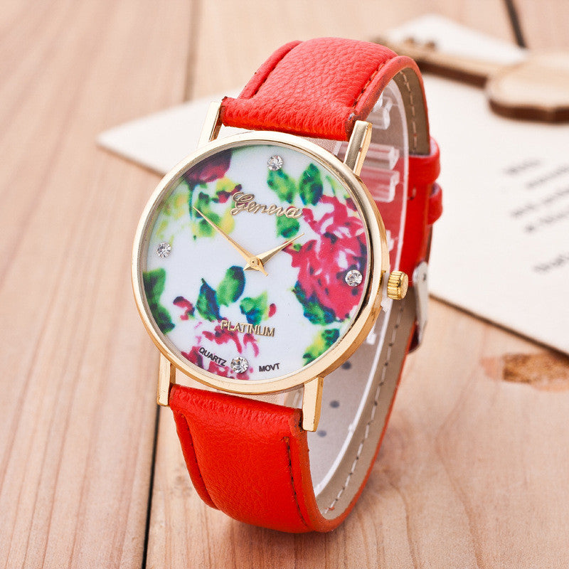 Floral Print Crystal Fashion Watch - Oh Yours Fashion - 7