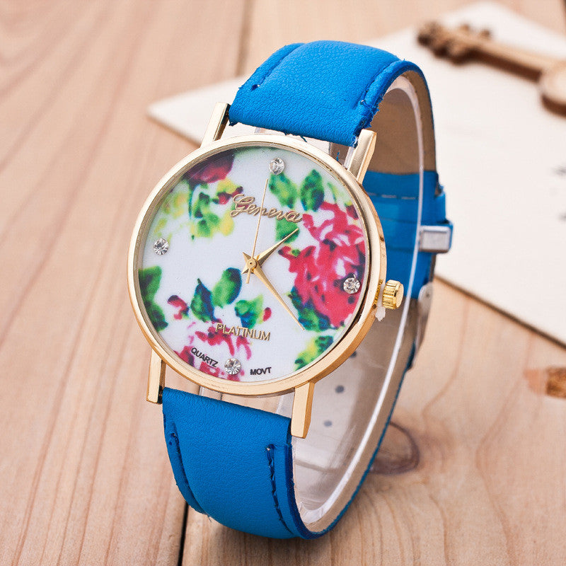 Floral Print Crystal Fashion Watch - Oh Yours Fashion - 8