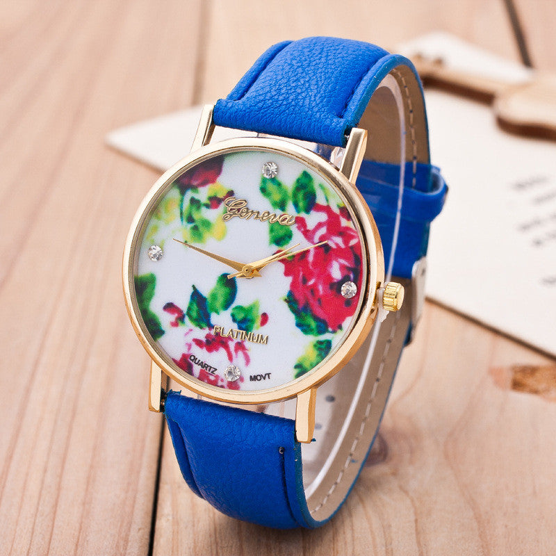 Floral Print Crystal Fashion Watch - Oh Yours Fashion - 9