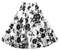 Flower Print A-line Flared Pleated High Waist Knee-length Skirt - OhYoursFashion - 8