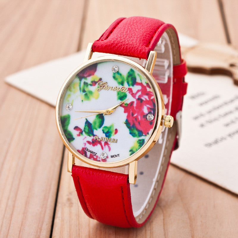Floral Print Crystal Fashion Watch - Oh Yours Fashion - 3