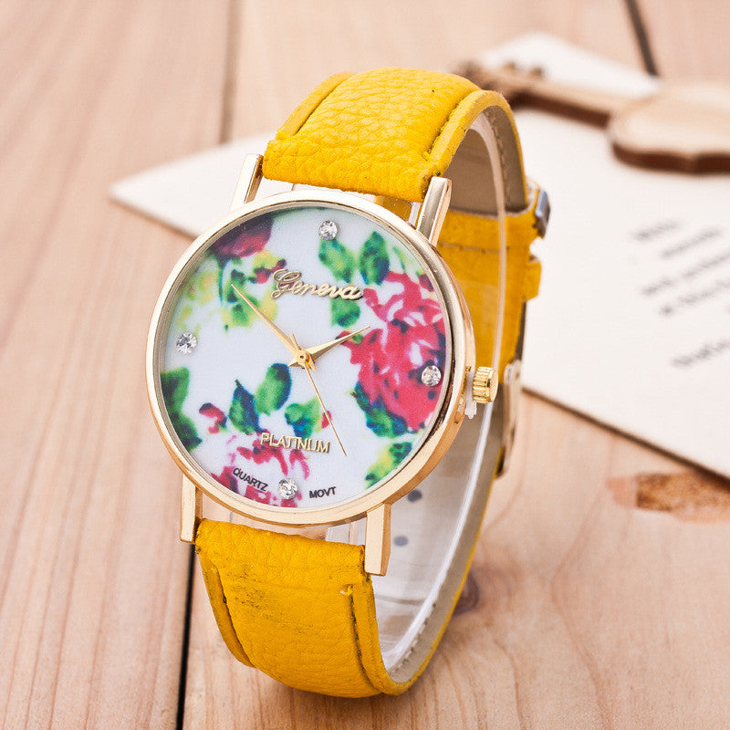 Floral Print Crystal Fashion Watch - Oh Yours Fashion - 2