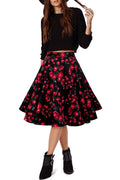 3D Flower Print Flare Ruffled Middle Skirt - OhYoursFashion - 1