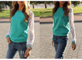 Lace Splicing Scoop Pullover Loose Long Sleeve T-shirt - Oh Yours Fashion - 4