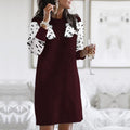 Leopard Print Knit Short Sweater Dress