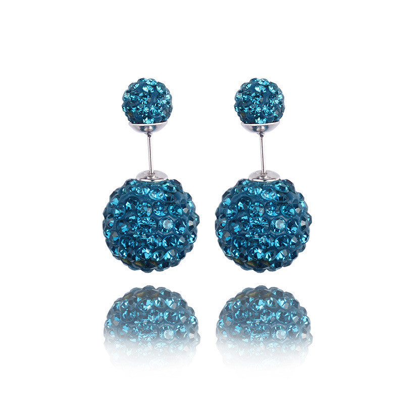Crystal Double Shambhala Ball Earring - Oh Yours Fashion - 3