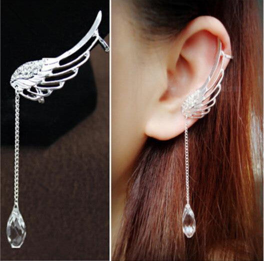 Crystal Angel's Wings Tassel Earring - Oh Yours Fashion - 2