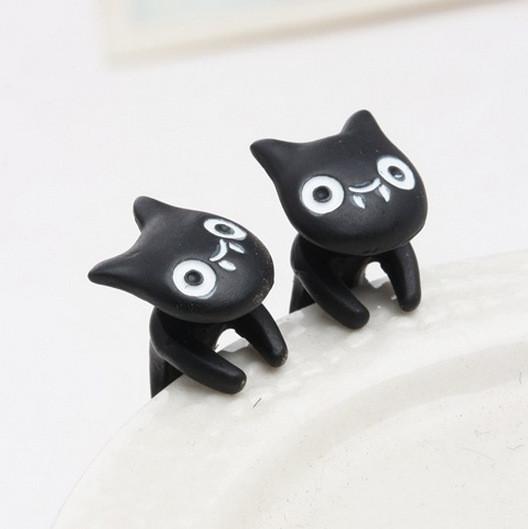 Cute Black Kitty Through Earring