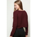 Red Solid Color Knit Pullover Sweater - Oh Yours Fashion - 5