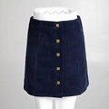 Pure Color Corduroy Button A-Line Mini Skirt - Oh Yours Fashion - 4