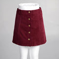 Pure Color Corduroy Button A-Line Mini Skirt - Oh Yours Fashion - 5