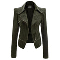 Turn Down Zippered Collar PU Jacket - O Yours Fashion - 2