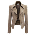 Turn Down Zippered Collar PU Jacket - O Yours Fashion - 3