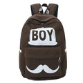 BOY Mustache Print Classical Canvas Backpack School Bag - Oh Yours Fashion - 5