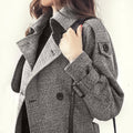 Turn-down Collar Long Sleeves Double Button Long Wool Coat - Oh Yours Fashion - 6