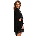 Plus Size Long Sleeve Tassel Black Short Dress - Oh Yours Fashion - 5