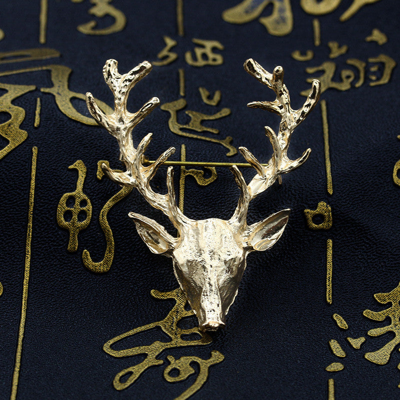 Golden Antlers Elk Christmas Brooch - Oh Yours Fashion - 1