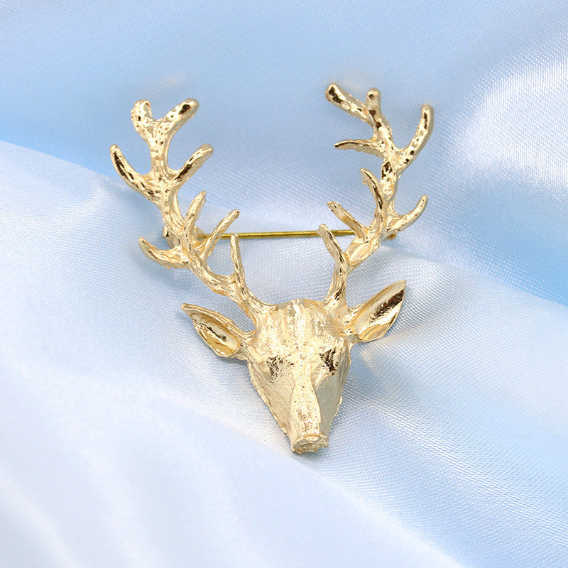 Golden Antlers Elk Christmas Brooch - Oh Yours Fashion - 1
