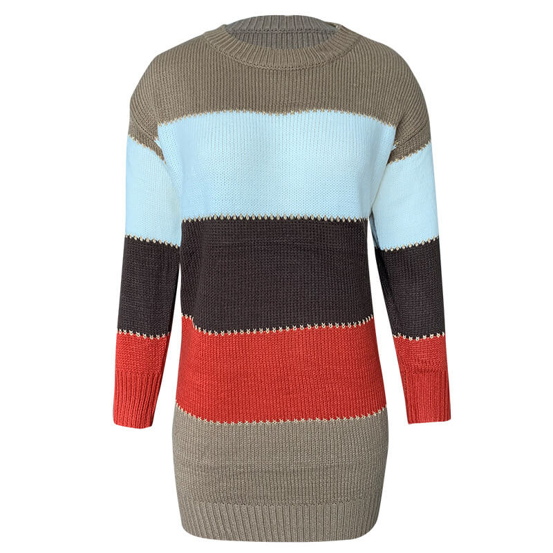 Knitted Colorblock Sweater Dress