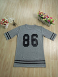 Number Print Short Sleeve Scoop Bf Style Long T-shirt - Oh Yours Fashion - 6