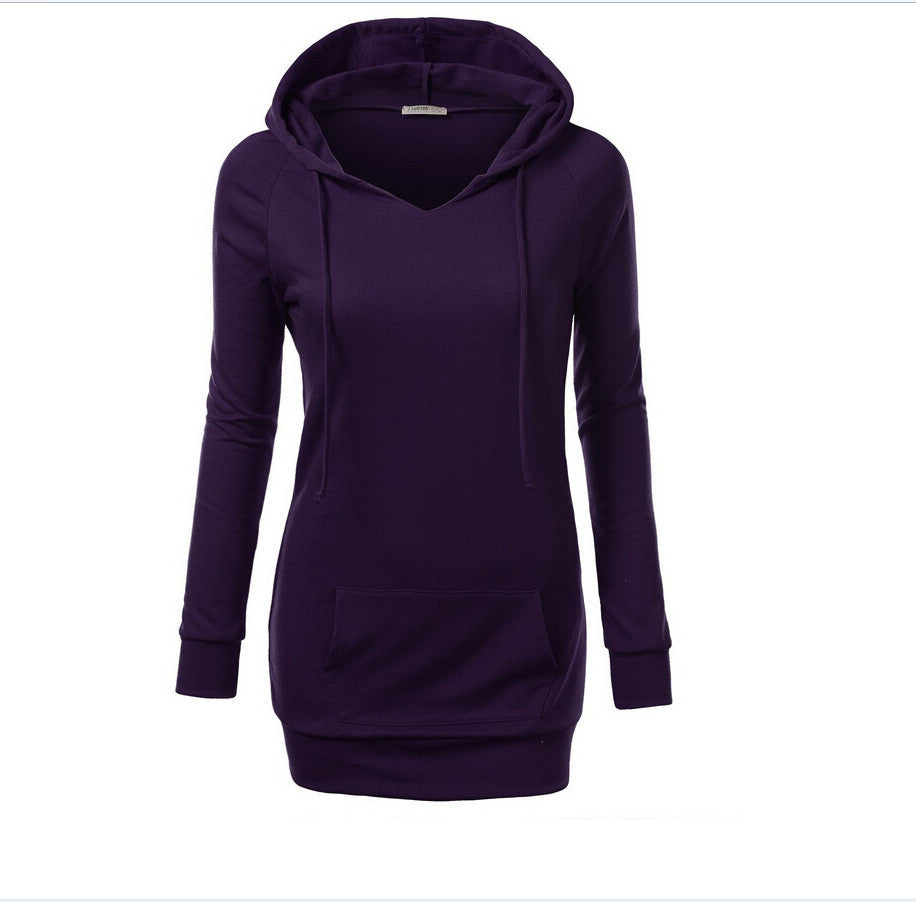 Solid Color Hooded Long Sleeve Pullover Slim Hoodie - Oh Yours Fashion - 5