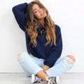 High Collar Pure Color Midriff Lapel Pullover Short Sweater - Oh Yours Fashion - 4